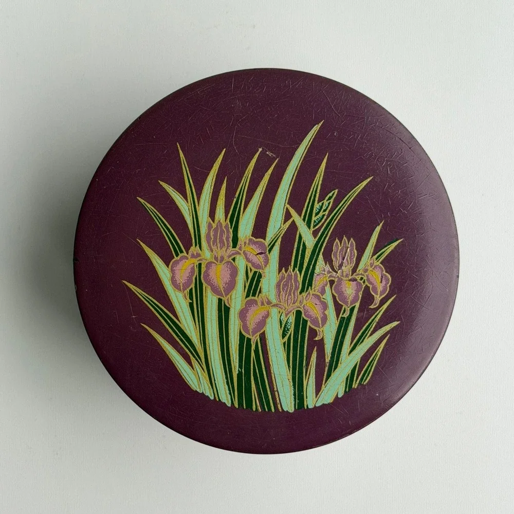 Vintage‎ Toyo Iris Lacquer Ware Trinket Box Set Purple Floral Japan